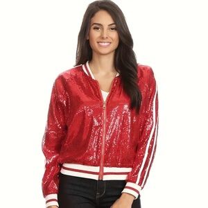 Red Christmas Sequin jacket M